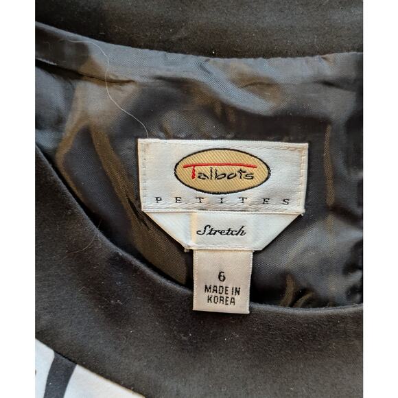 Talbots Sheath Dress 6 Petite White Black Geometric Sleeveless Stretch Cotton - Picture 8 of 10